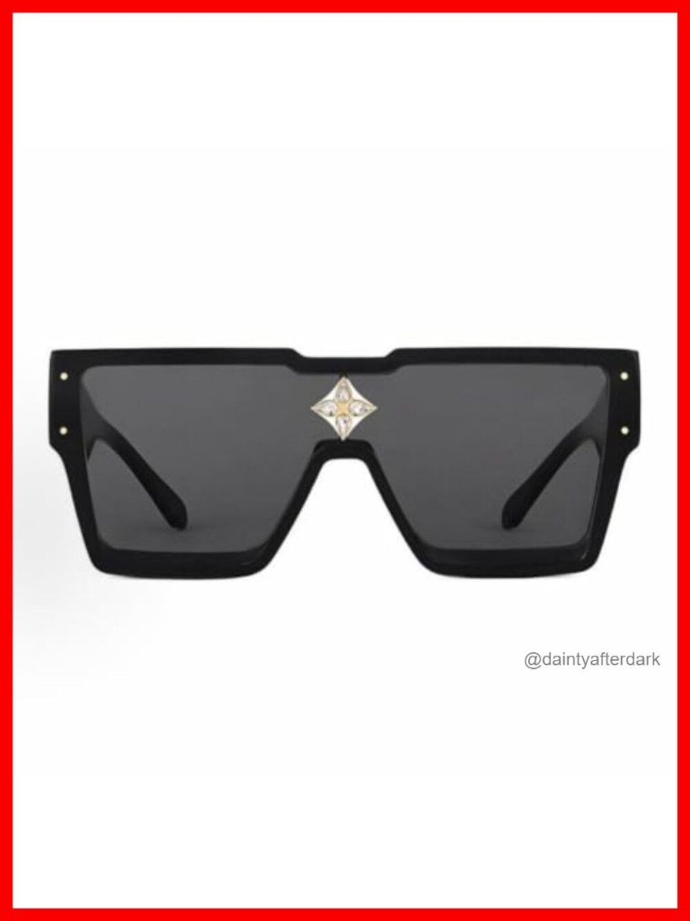 Oversized Shield Sunglasses Flat-Top Crystal Bridge UV Protection